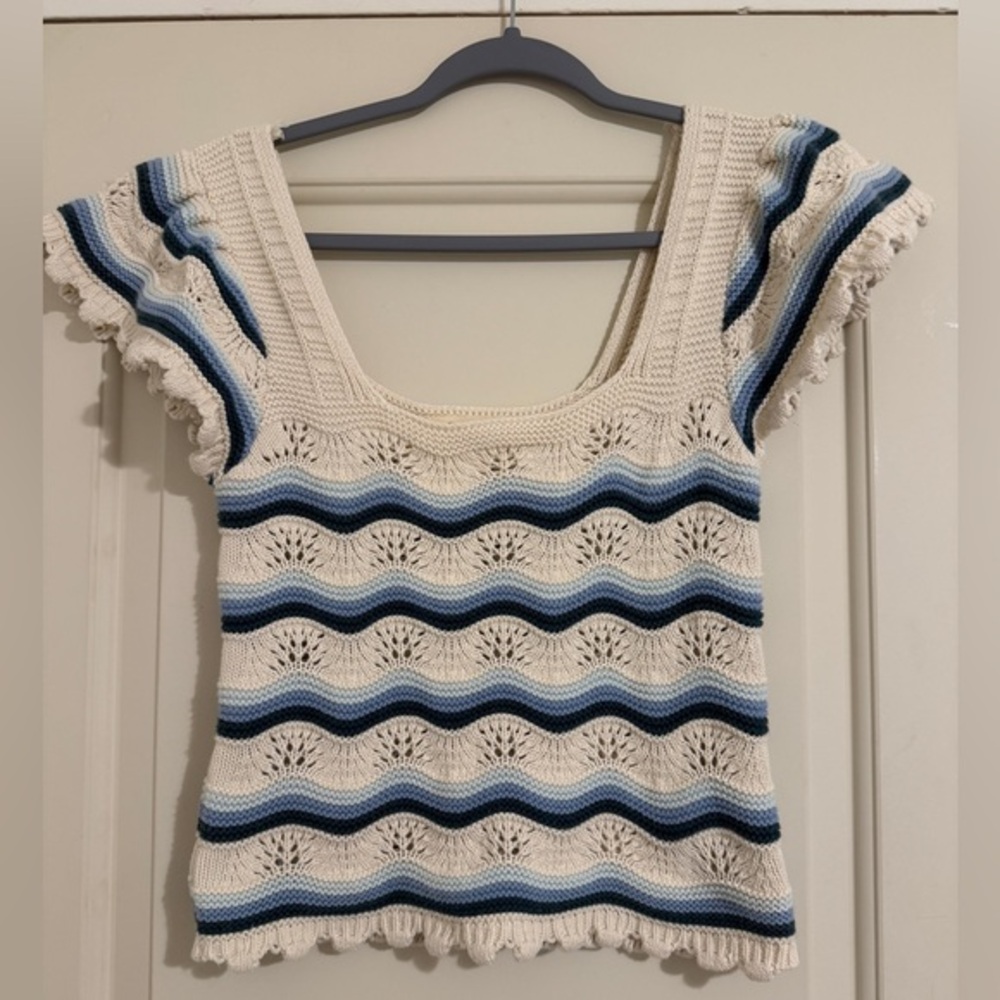 Jessica Simpson Crochet Knit Crop Top Hippie Grandmacore Granola Festival